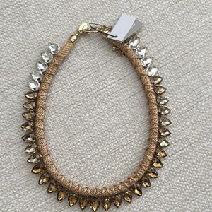 Chico's Gold and Silver Collar Necklace with Scalloped Design